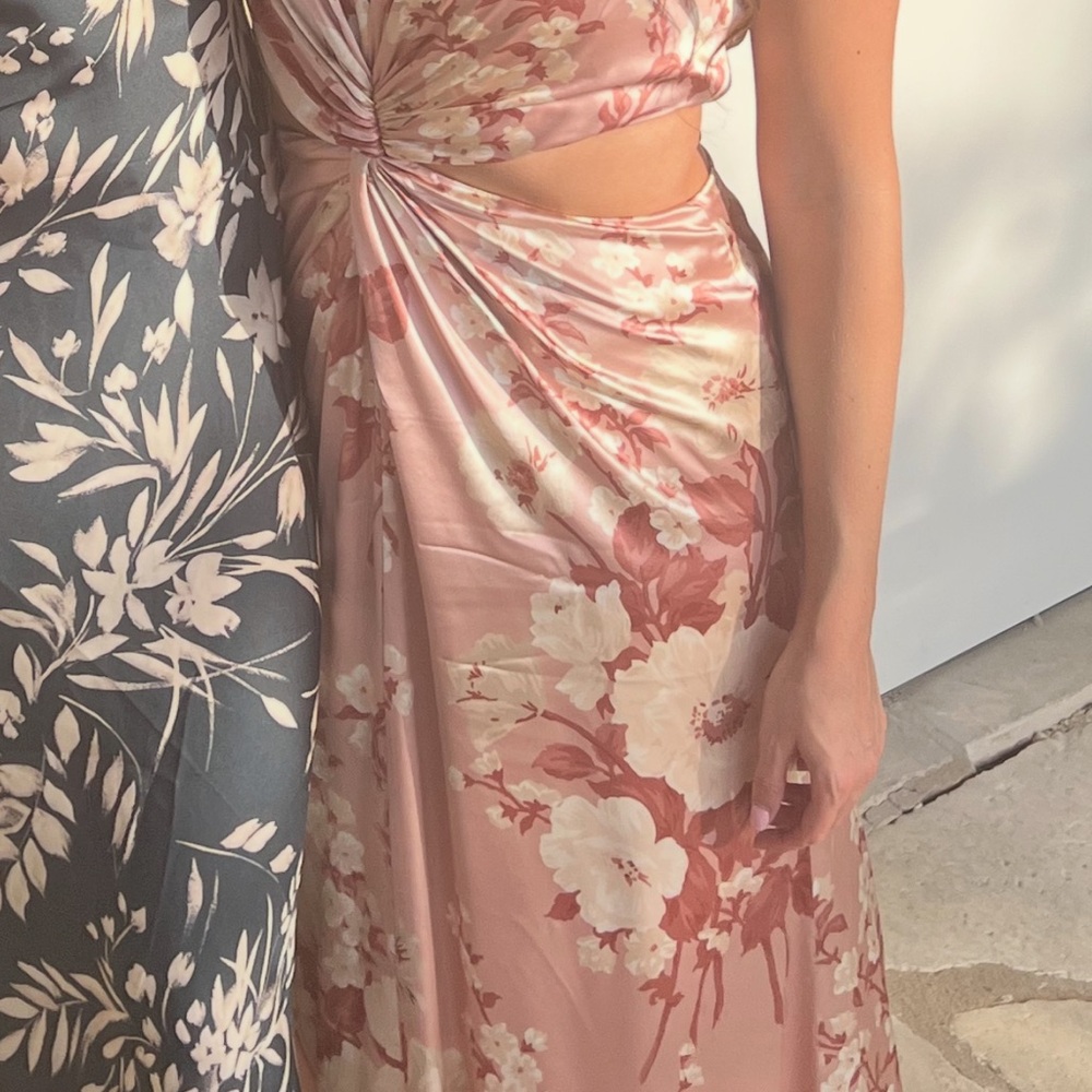 Reformation Pink Floral Maxi Dress Nerida Silk Dress - Picture 3 of 4